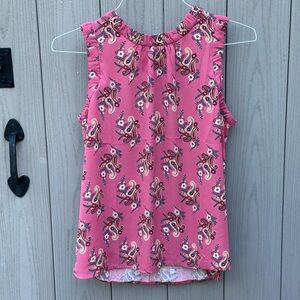 LOFT Pink Paisley Sleeveless Blouse- Small